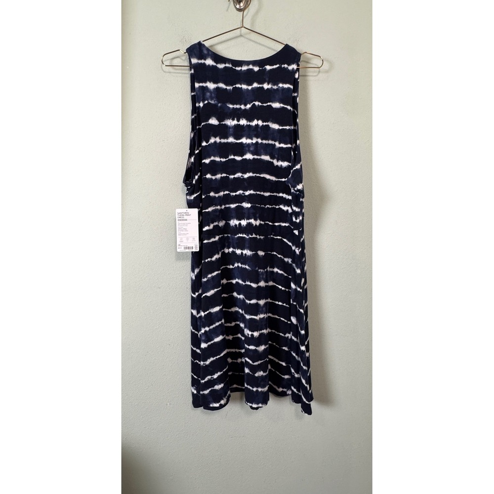 Athleta Santorini Thera Print Dress Blue Navy Tie Dye Stripe UPF 1X NEW Beach - Picture 5 of 11